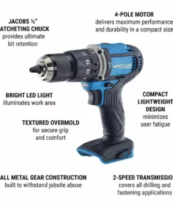 HERCULES 20V Cordless 1/2 in. Compact Variable Speed Hammer Drill/Driver - Tool Only -Cheap Hercules Store 56533 W2