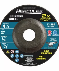 HERCULES 4-1/2 in. x 1/4 in. x 7/8 in. Type 27 Metal Grinding Wheel -Cheap Hercules Store 57245 W3