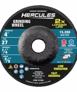 HERCULES 4 in. x 1/4 in. x 5/8 in. Type 27 Metal Grinding Wheel -Cheap Hercules Store 57265 W3