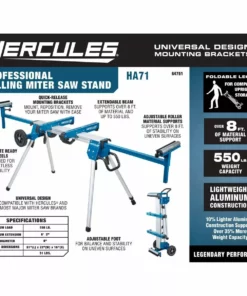 HERCULES 550 lb. Universal Aluminum Mobile Folding Miter Saw Stand -Cheap Hercules Store 64751 W2SS
